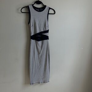 One Clothing Black and White Striped Midi Dress